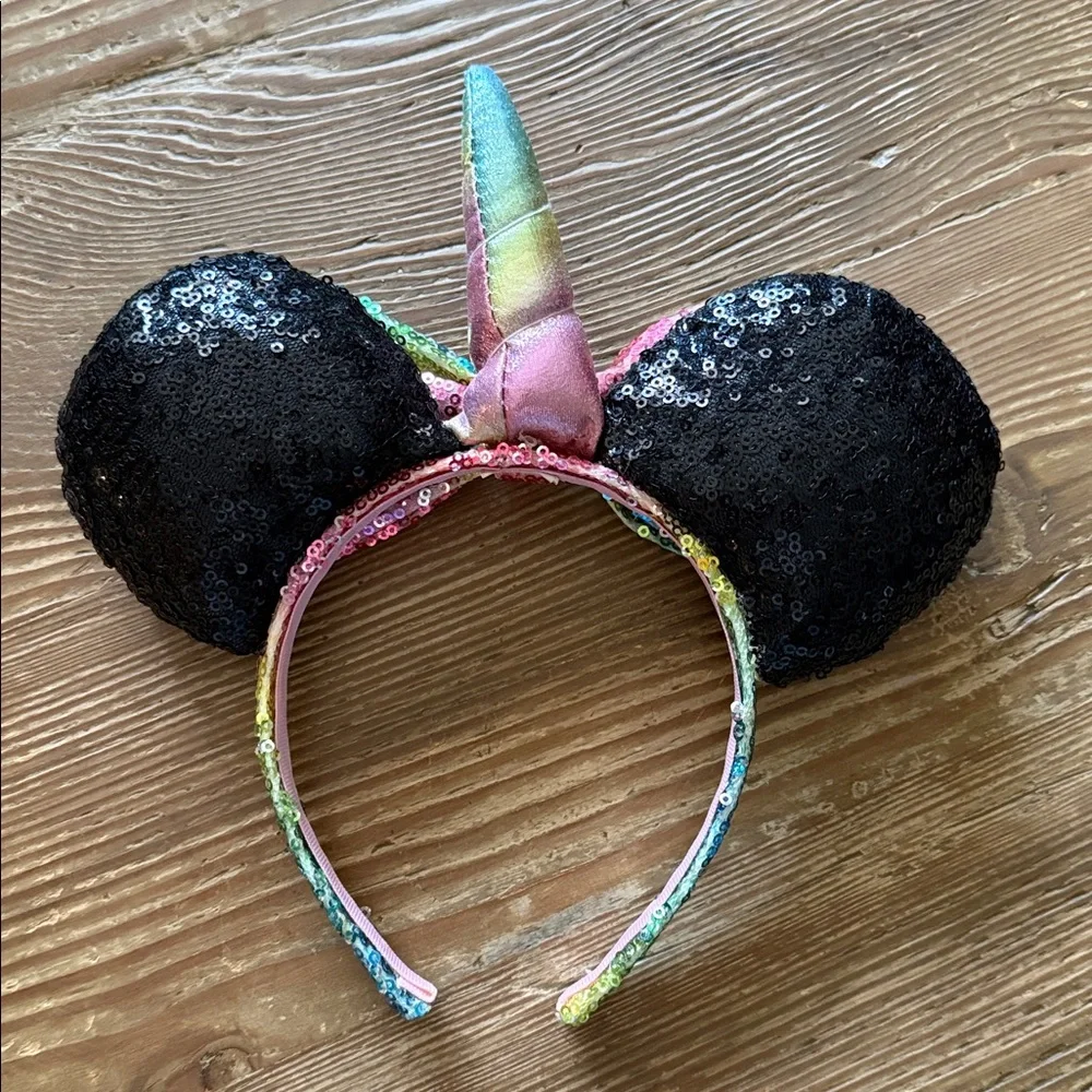 Minnie Mouse ears rainbow Unicorn sequin Headband